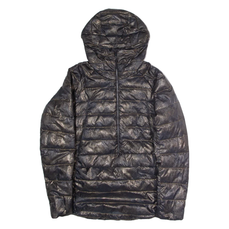 THE NORTH FACE Womens Puffer Coat Black Nylon Hooded Polka Dot M