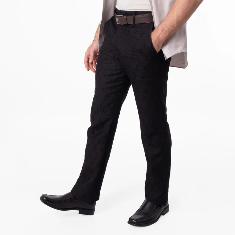 Fendi Black Linen FF Jacquard Pants