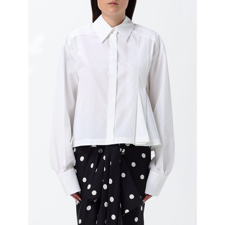 Pleated Relaxed Fit Cotton Shirt with Dropped Shoulders (211104610600001)