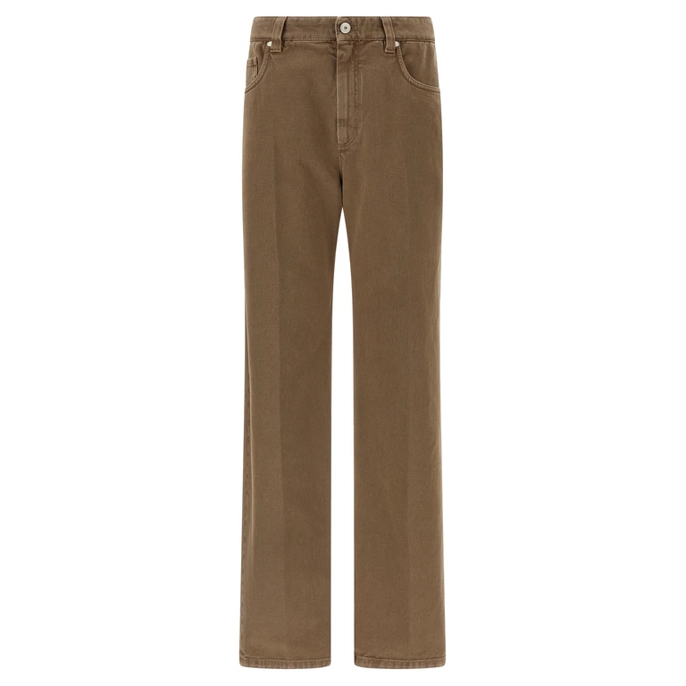 Brunello Cucinelli Beige Cotton Straight-Leg Jeans Clothing - Women