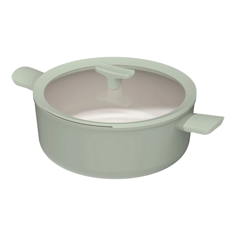 Balance Nonstick Ceramic Stockpot 11", 6.5qt. With Glass Lid, Recycled Aluminum, Sage