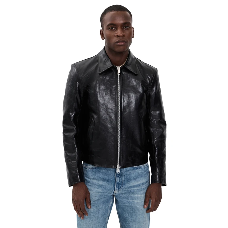 Leather Mini Jacket Black 48