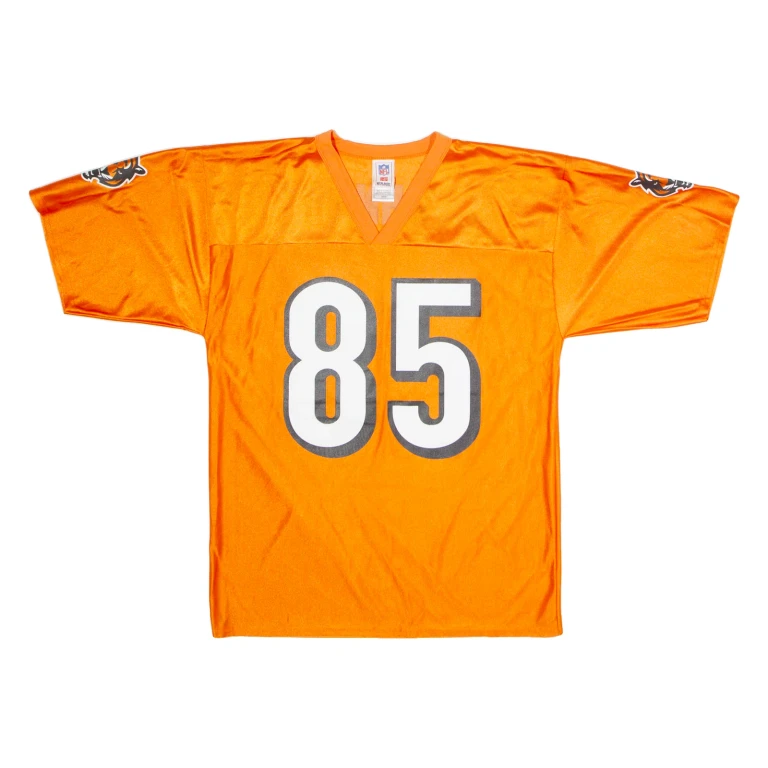 NFL Cincinnati Bengals Alternate #85 C. Johnson Mens Jersey Orange USA V-Neck M