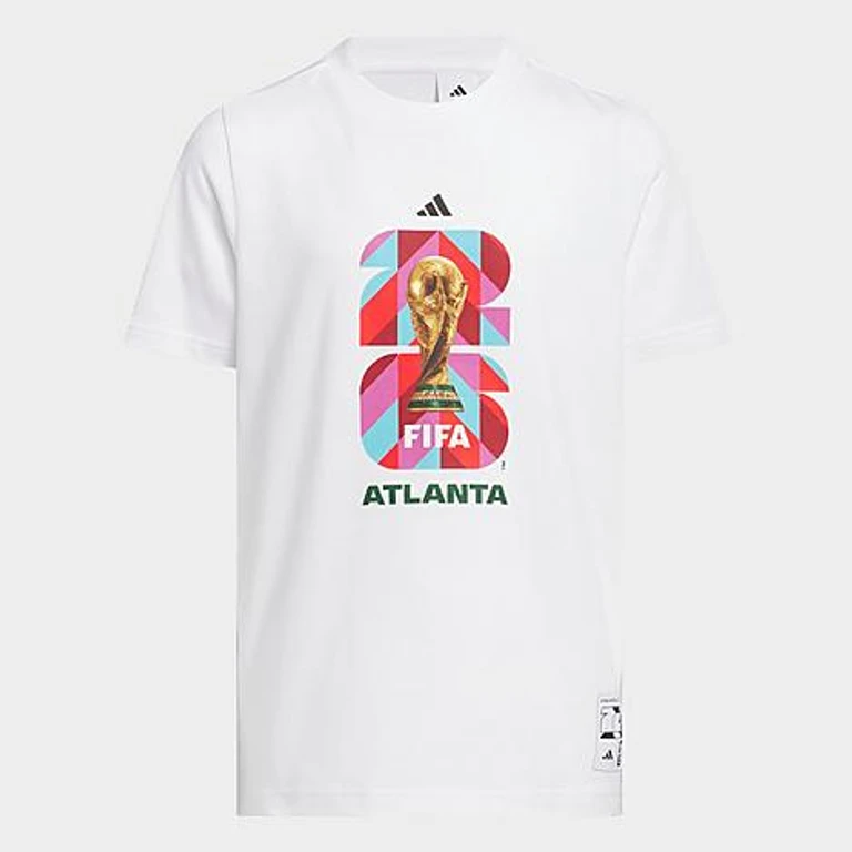 adidas Big Kids FIFA World Cup 26 Host City Atlanta Graphic Soccer T-Shirt in White Size: XS