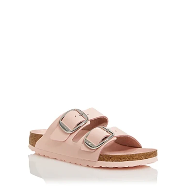 Arizona Big Buckle Natural Leather Patent High Shine Light Rose Sandals