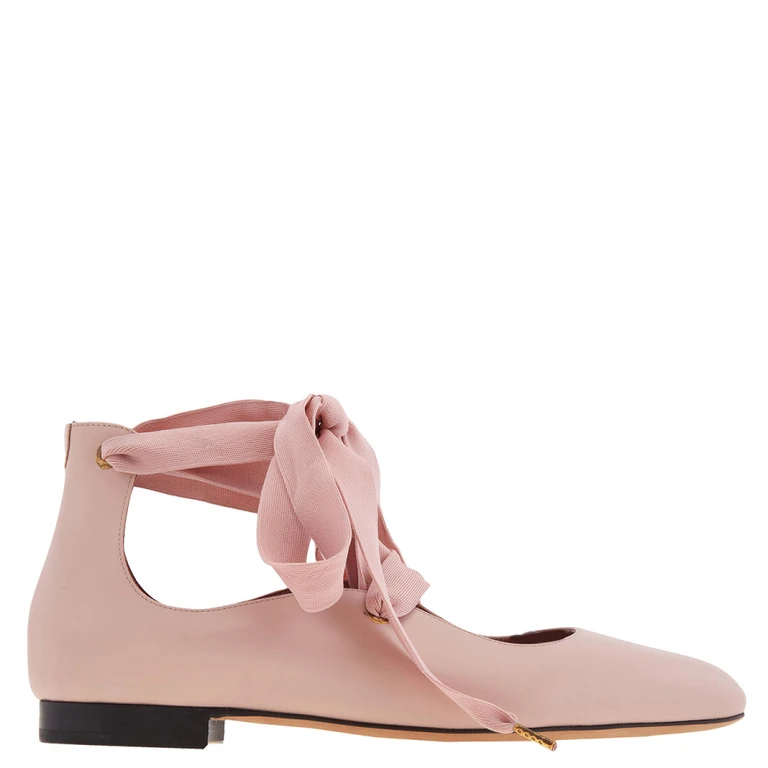 Bally Lavin Lace-Up Leather Ballerinas