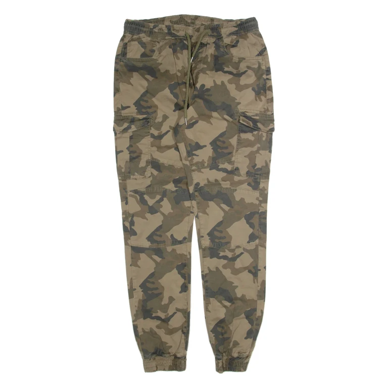 FSBN Camo Jogger Mens Trousers Green Slim Tapered W28 L28