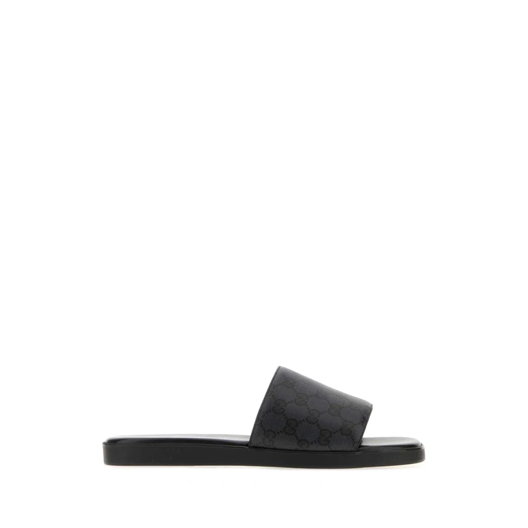 Gucci Gg Canvas Slippers Blackblack - Men