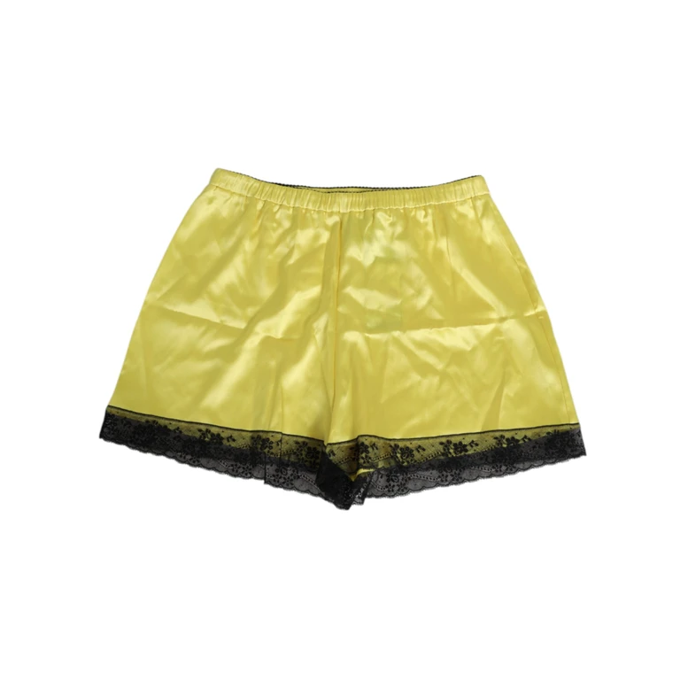 Dolce & Gabbana Yellow Satin Silk Mid Waist Underwear Shorts Co+05+pa+se - Women