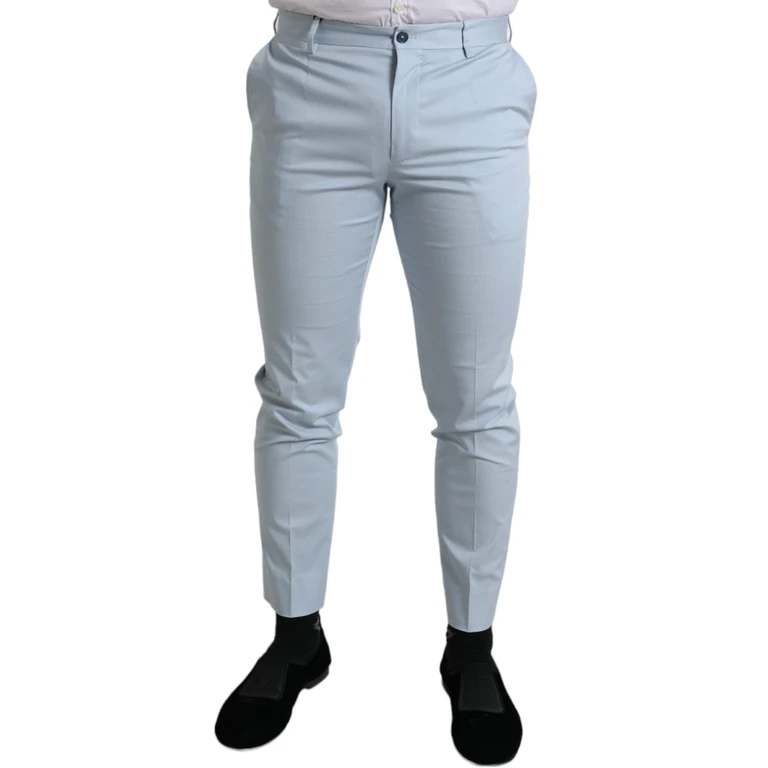 Sky Blue Cotton Stretch Skinny Pants Light Elastane - Men