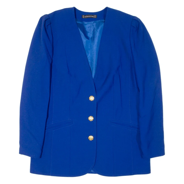 HARDOB Womens Blazer Jacket Blue Wool UK 14