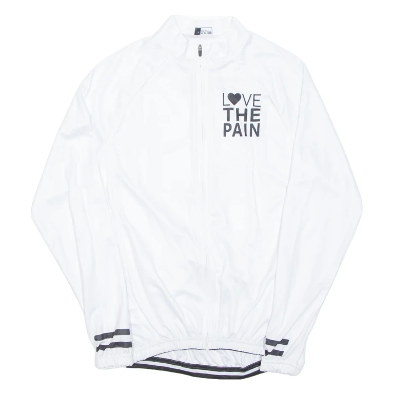 Cycling Mens Jersey White Long Sleeve 1/2 Zip S