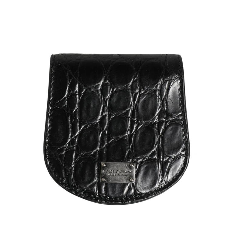 Black Exotic Skin Condom Case Holder Pocket Wallet Caiman Leather - Men