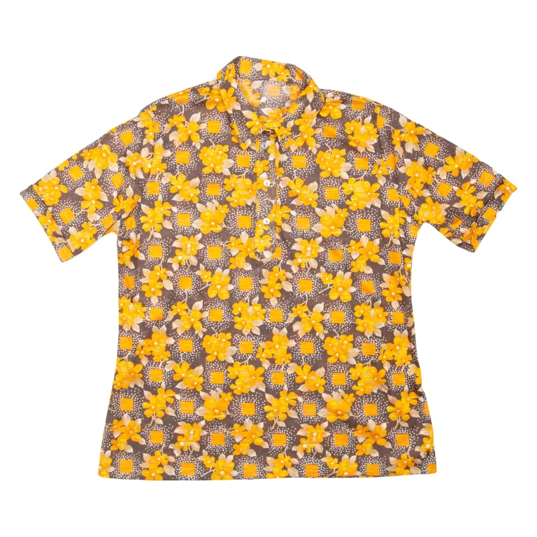 Womens Printed Shirt Orange Collared Floral M