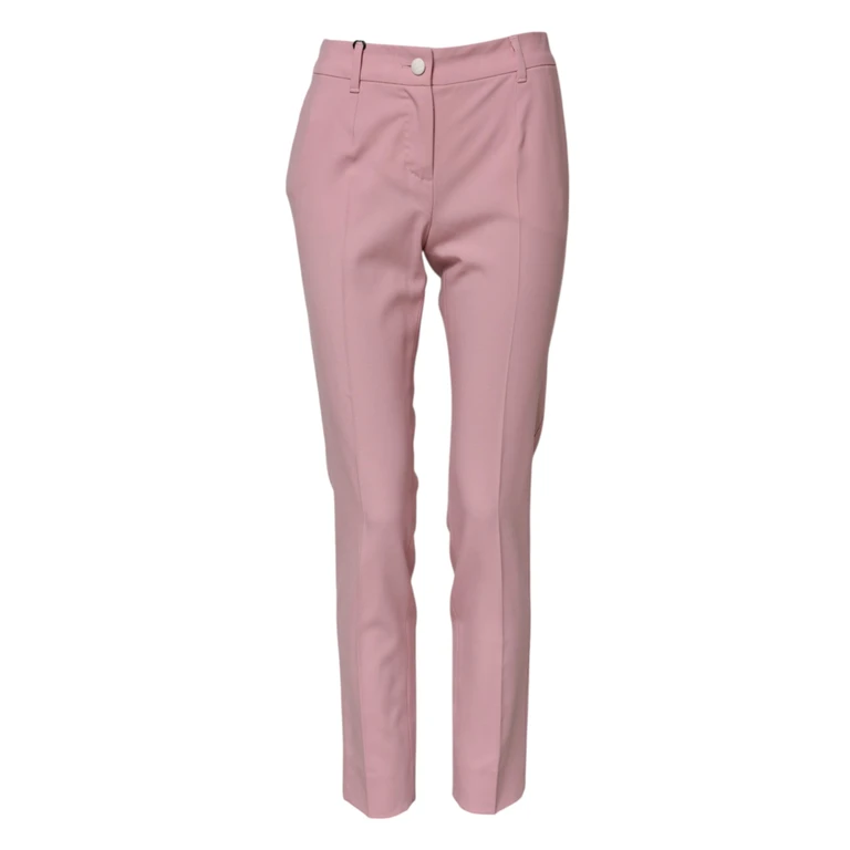 Dolce & Gabbana Pink Wool High Waist Tapered Pants Virgin Elastane - Women