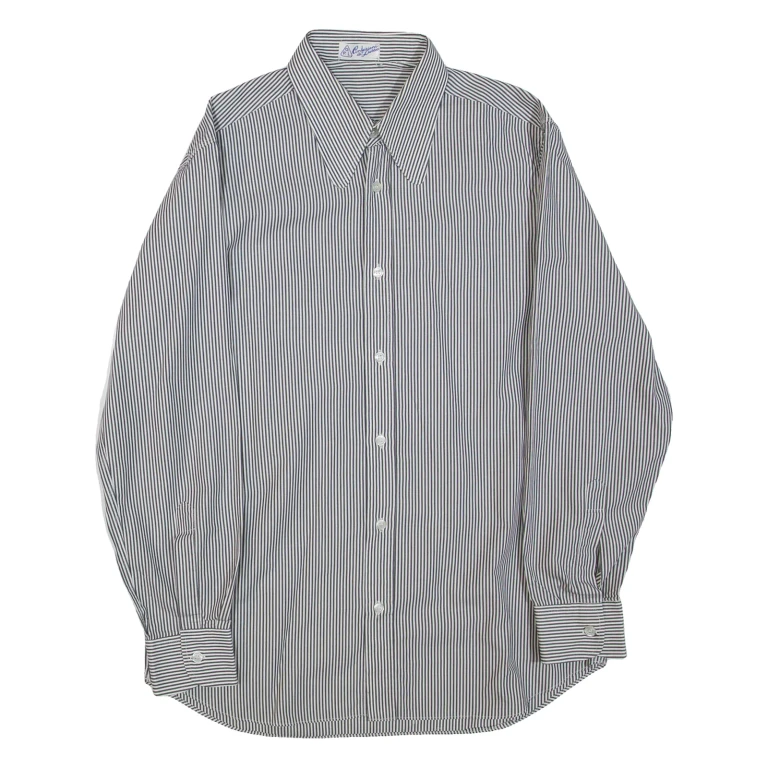 CONFEZIONI DE LUSSO Mens Shirt Black Striped Long Sleeve M