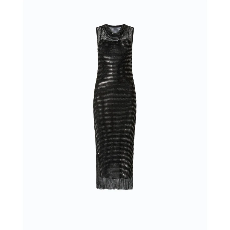 Robe midi en maille filet à strass - XXS