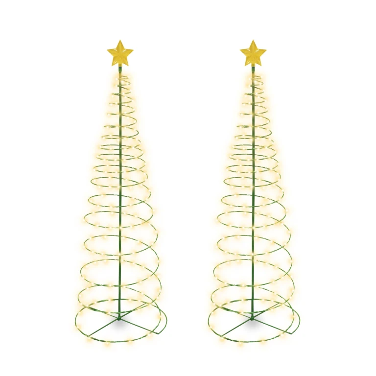 4 ft. Merrylite Solar Warm White LED Pre-Lit Outdoor Christmas Tree - 2 Pack