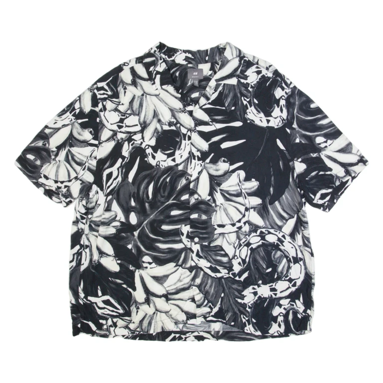H&M Mens Shirt Black Floral 3XL