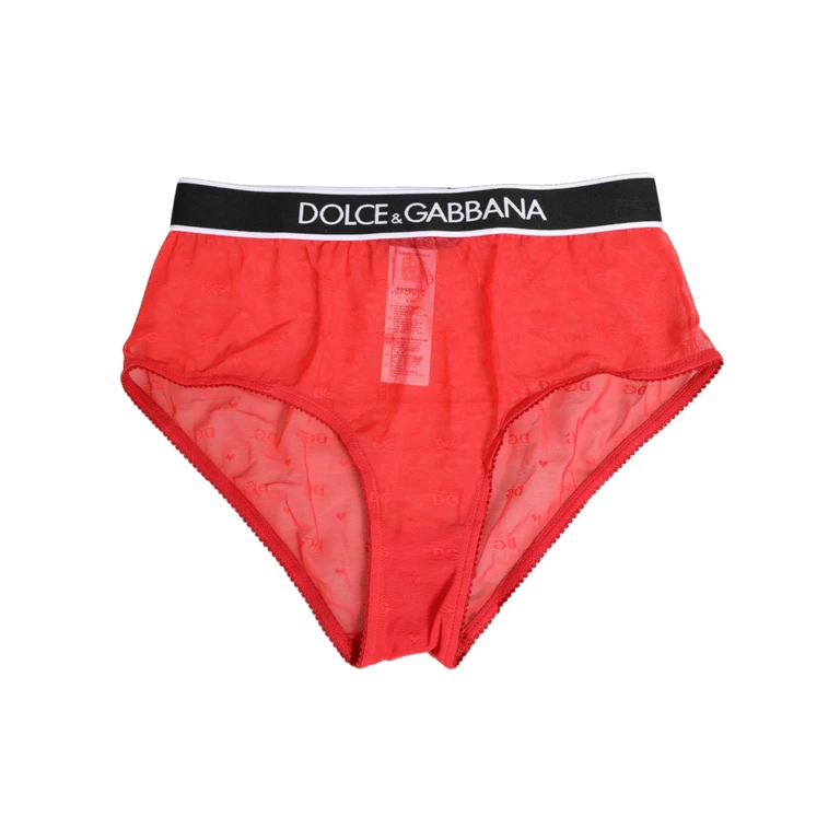 Dolce & Gabbana Red Nylon Logo Waistband Brief Panty Underwear 07+pa Clothing - Women