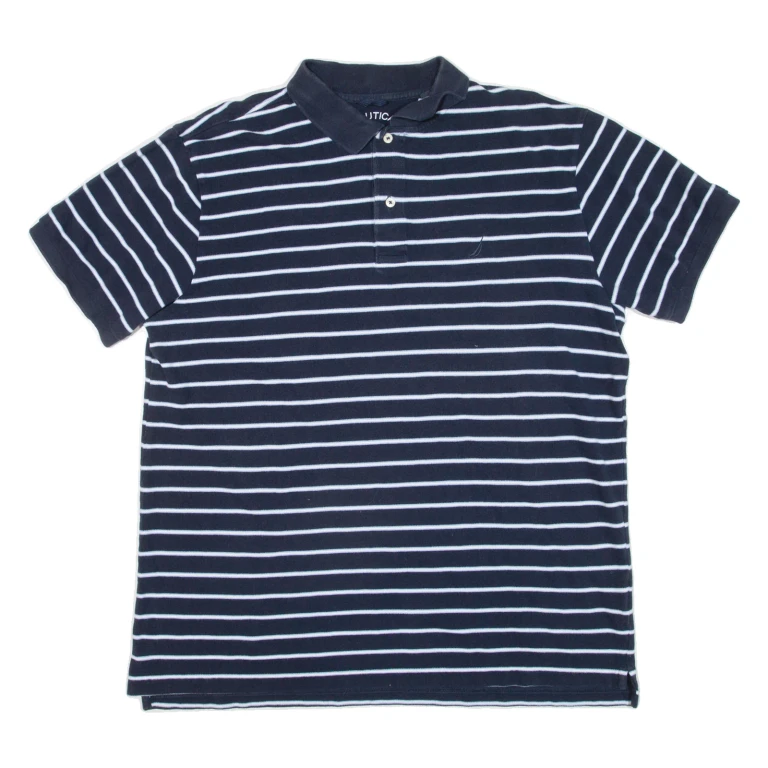 NAUTICA Mens Polo Shirt Blue Striped XL