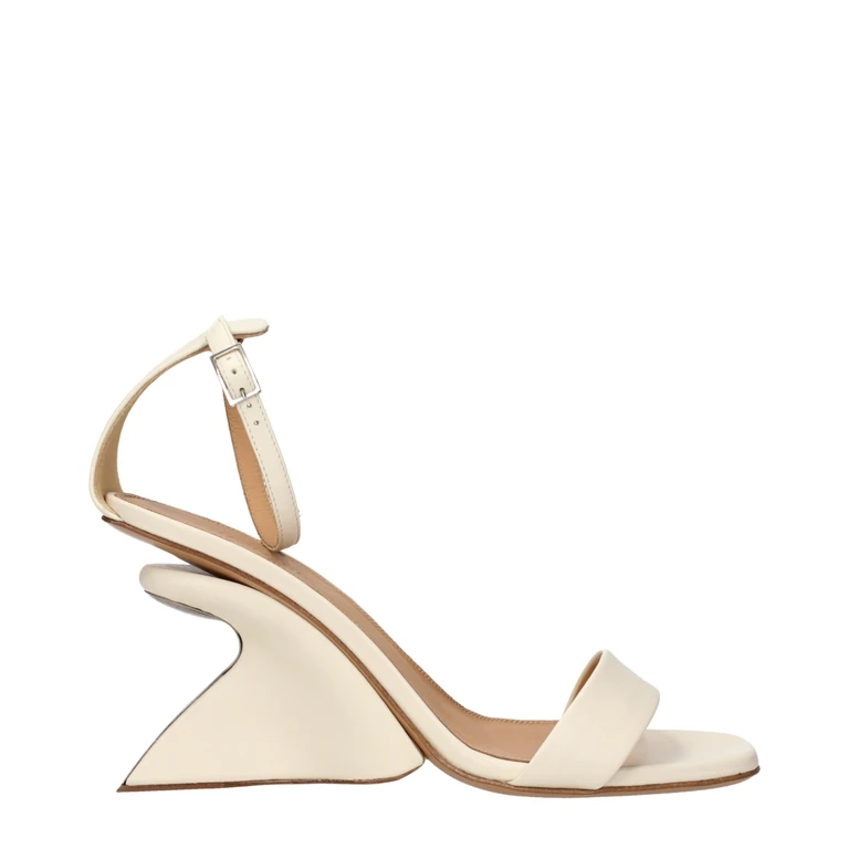 Off-White Beige Leather Platform Sandals - Women