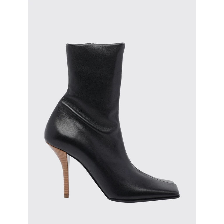 Smooth Leather Ankle Boots with a Square Toe and High Stiletto Heel (AA3O2018I106999)