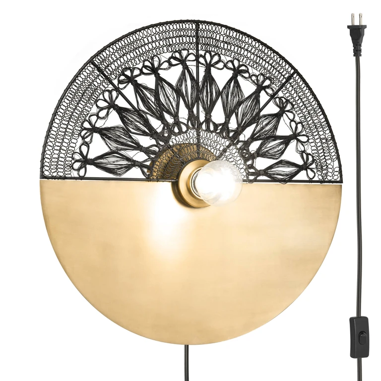 Black and Gold Round Wall Lamp