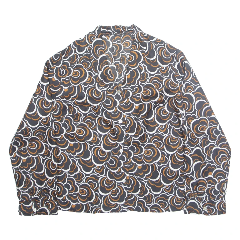 Womens Printed Shirt Black Collared Long Sleeve Floral M