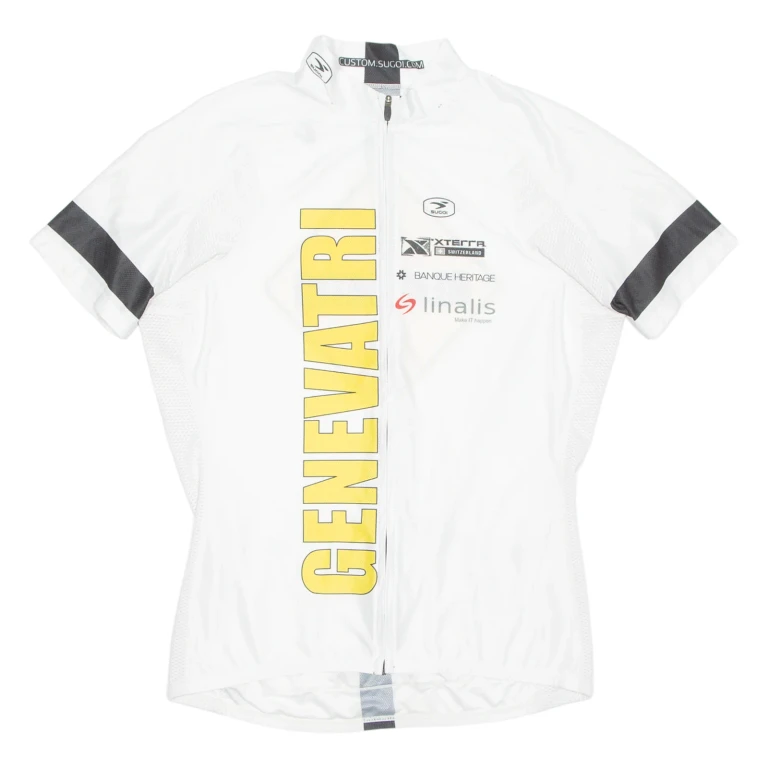 Cycling Mens Jersey White Full Zip L