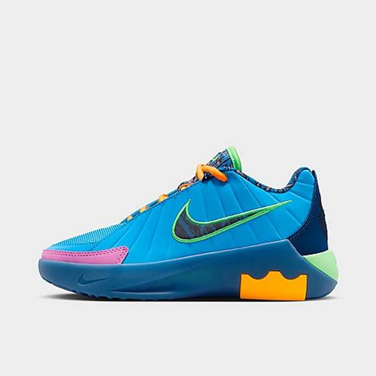 Big Kids LeBron Witness 9 Basketball Shoes in University Blue/Midnight Navy/Lime Blast Size: 3.5