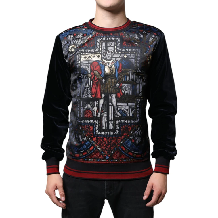 Dolce & Gabbana Multicolor Jacquard Crew Neck Sweatshirt Sweater Clothing - Men