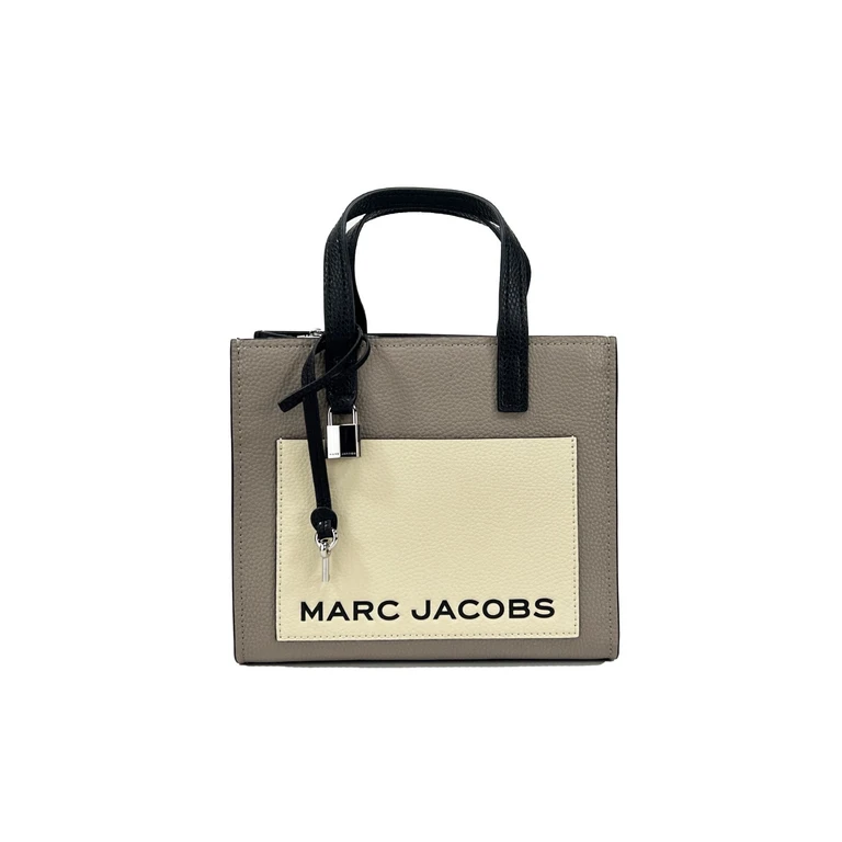 Marc Jacobs Grind Mini Leather Tote Crossbody Bag Silver - Women