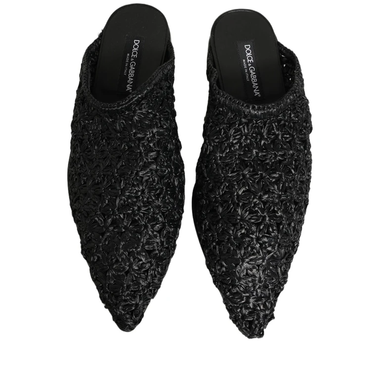 Dolce & Gabbana Black Mules Slides Slippers Men Flats Shoes Leather - Men