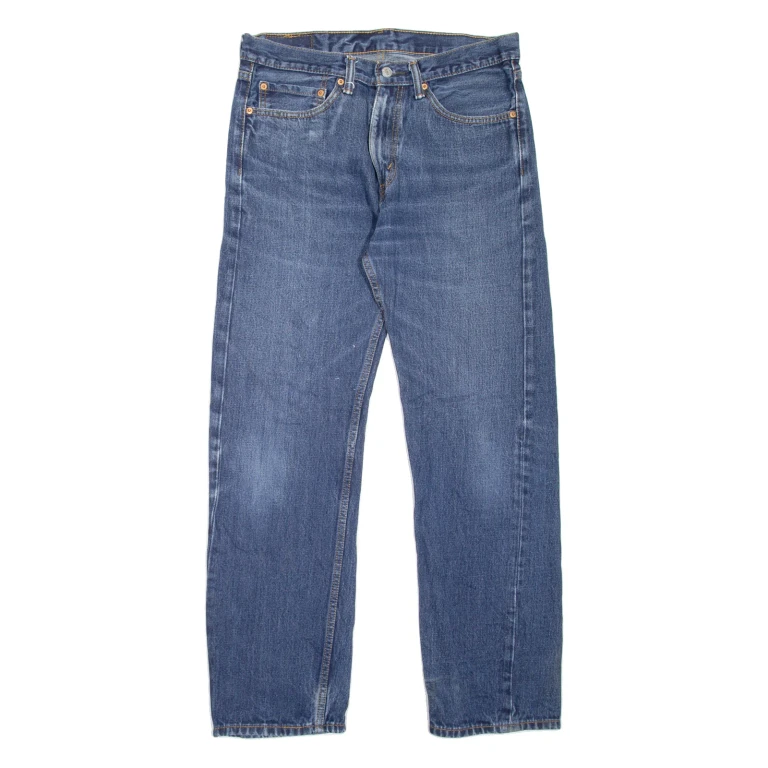LEVI'S 505 Jeans Mens Blue Regular Straight Stone Wash W34 L32