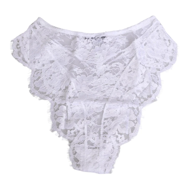 White Floral Lace Low Rise Panty Underwear Viscose Clothing - Women
