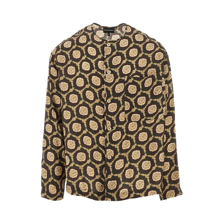 EMPORIO ARMANI Printed viscose shirt jacket Man 48