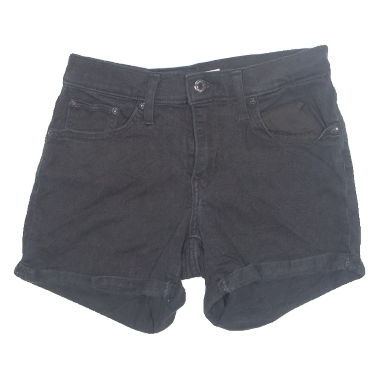 LEVI'S Turn Up Stretch Womens Denim Shorts Black S W28