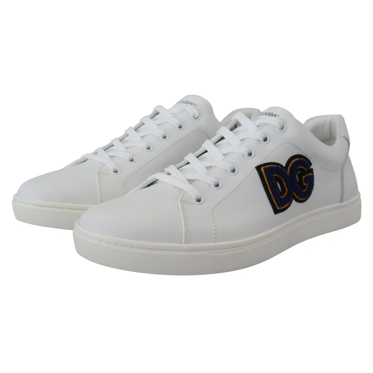 Dolce & Gabbana White Leather Dg Logo Casual Sneakers Shoes - Men