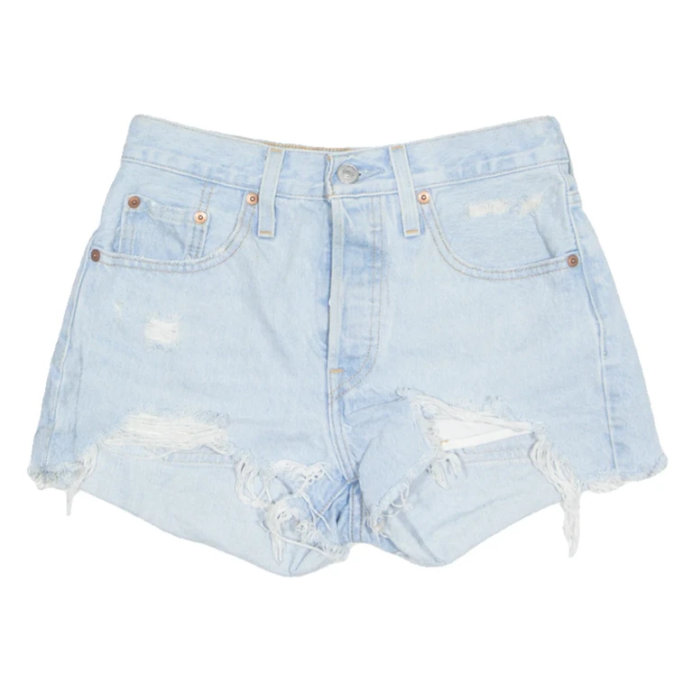 LEVI'S Cut Off 501 Womens Denim Shorts Blue S W28