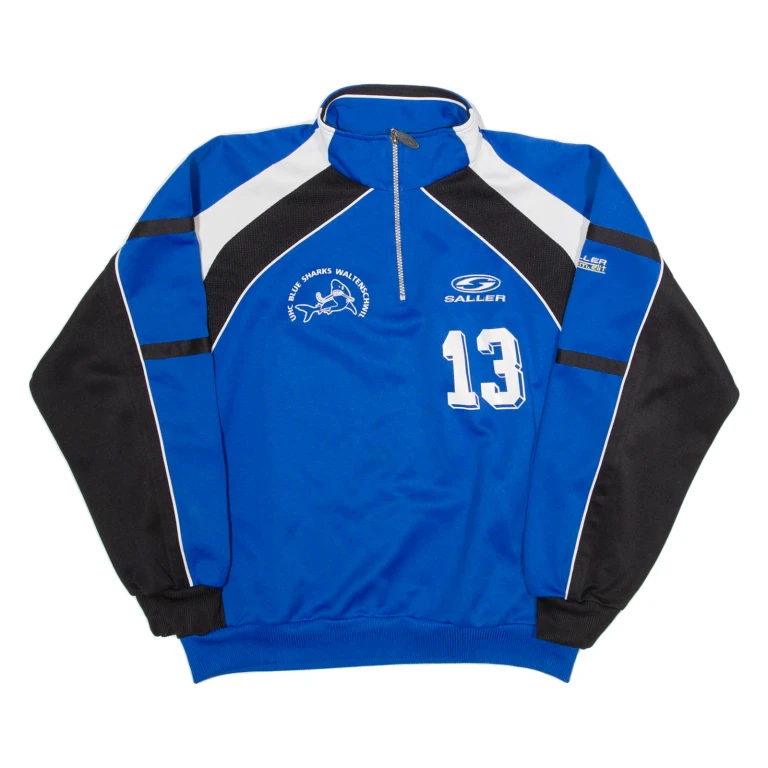 SALLER BLUE SHARKS 13 Chregu Mens Sweatshirt Blue 1/4 Zip M