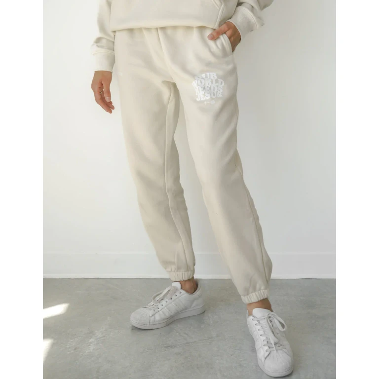 Our World Needs Jesus Beige Unisex Sweatpant