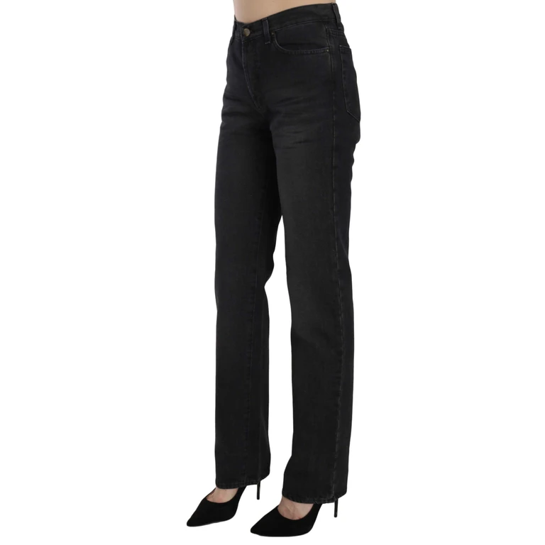 Just Cavalli Black Washed High Waist Straight Denim Pants Jeans Cotton - Women