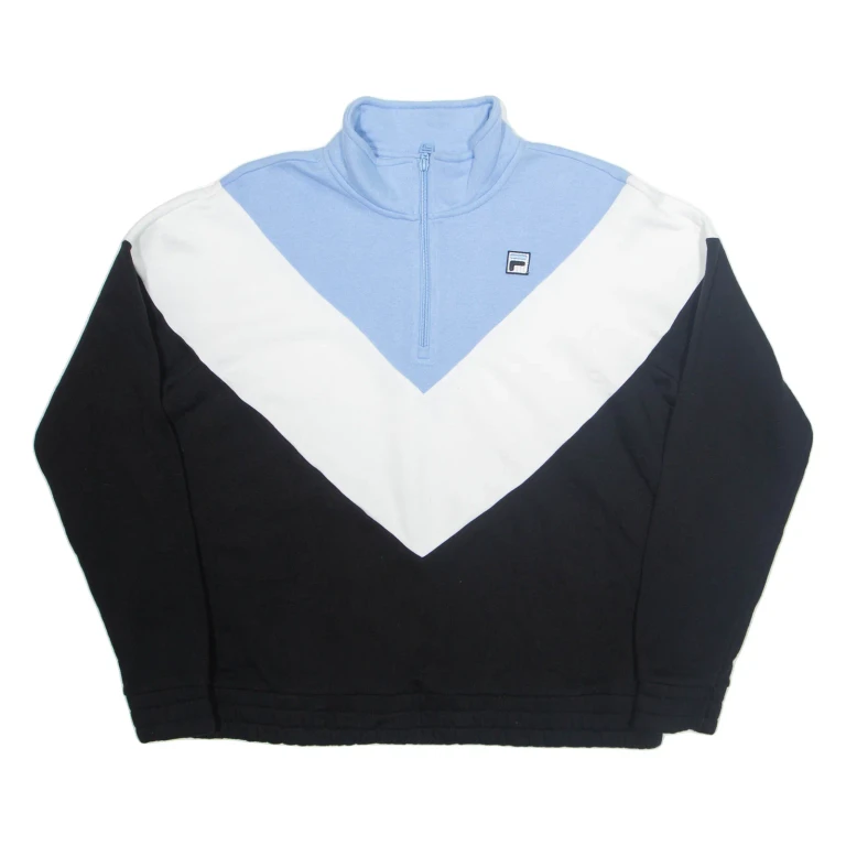 FILA Mens Sweatshirt Black 1/4 Zip XL