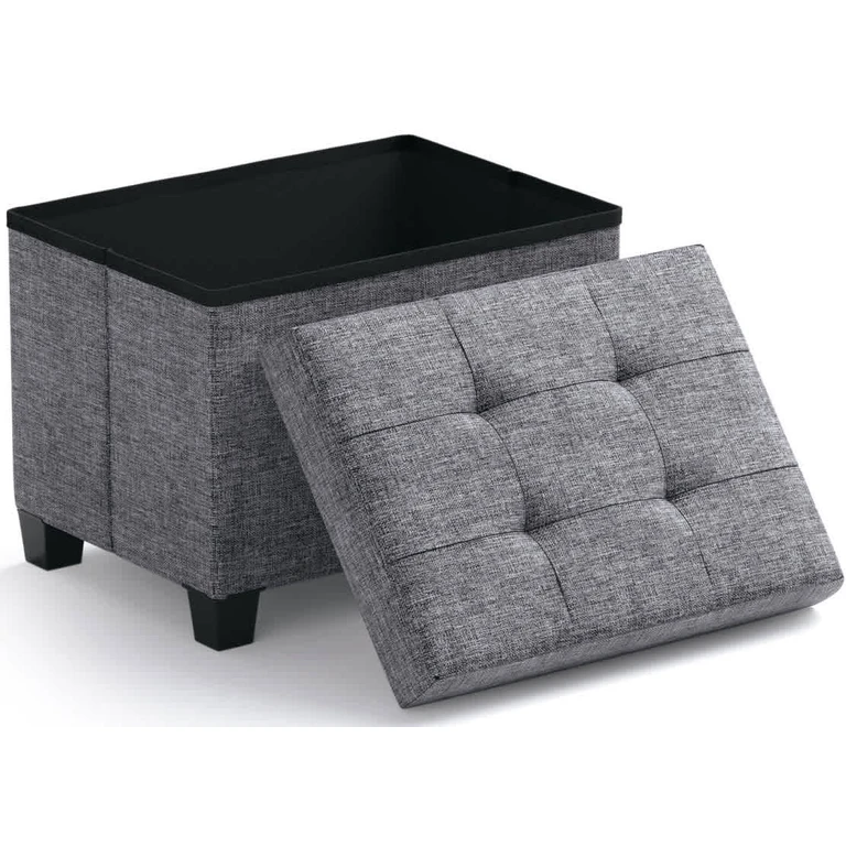 Collapsible Rectangle Small Storage Ottoman with Legs