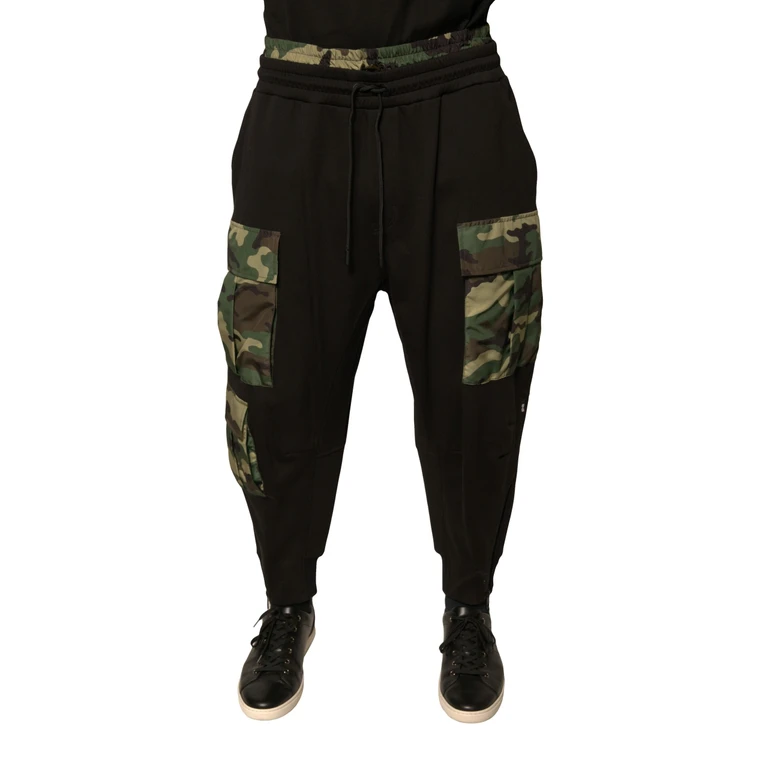 Dolce & Gabbana Black Camouflage Cotton Jogger Cargo Pants Polyester Nylon - Men