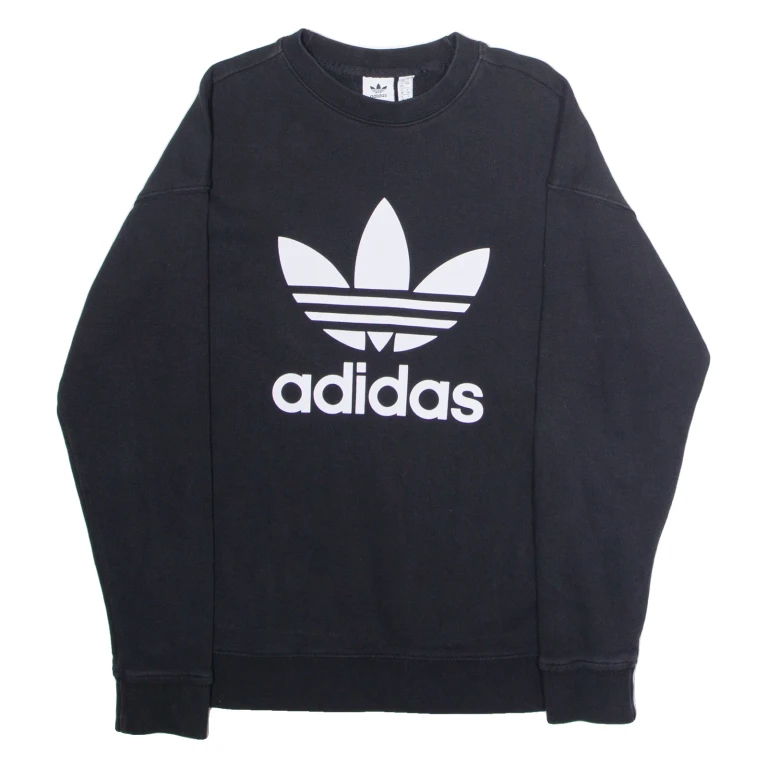 ADIDAS ORIGINALS Womens Sweatshirt Black Crew Neck UK 12