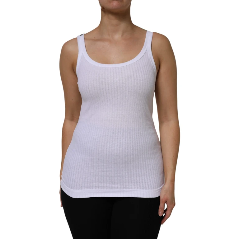 Dolce & Gabbana White Cotton Round Neck Sleeveless Tank Top Elastane - Women