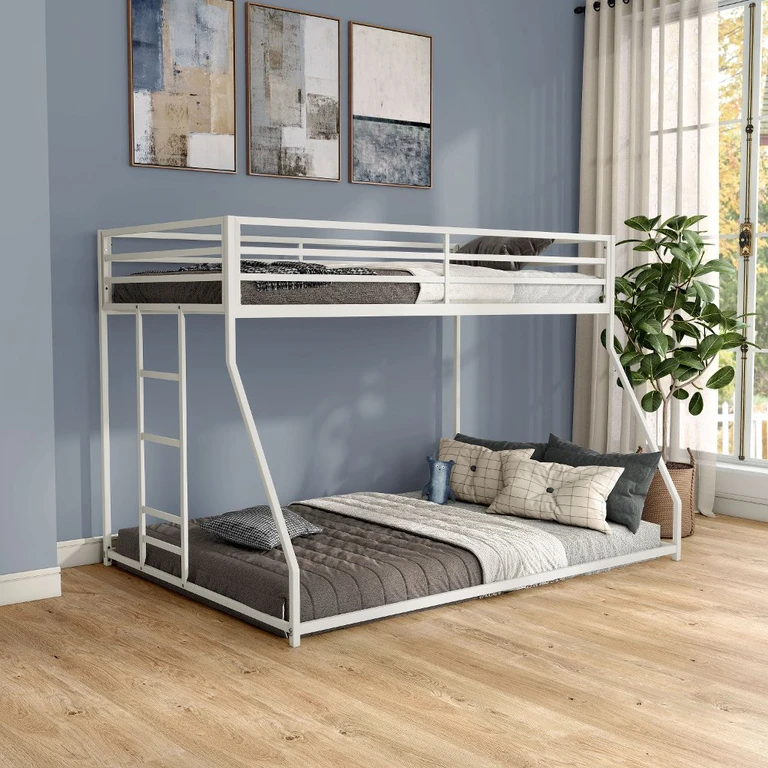 Jackson White Metal Twin over Full Low Profile Bunk Bed