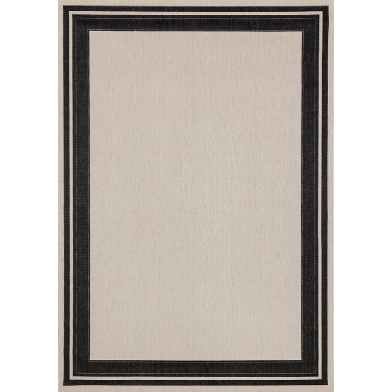 Jasper 5 x 8 White with Black Border Outdoor Area Rug